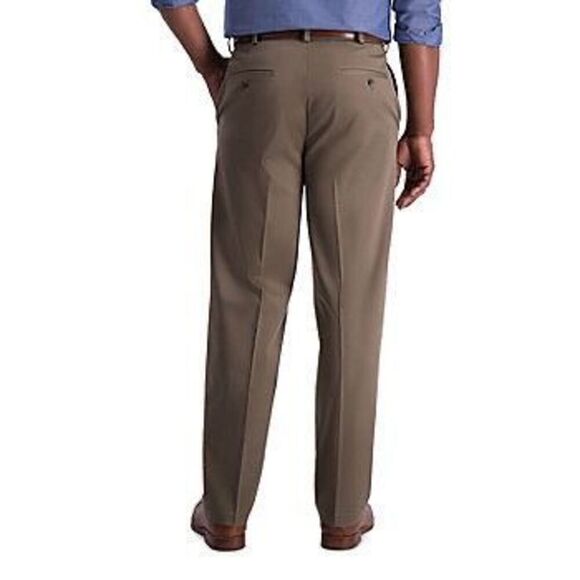 Haggar Mens Iron Free Classic Fit Flat Front Khaki Pant size 34X30 light brown - Picture 2 of 9